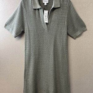 (NWT) The Drop Green Crochet Mini-Dress Shirt-Dress